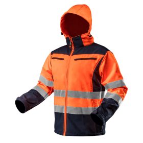   NEO TOOLS Láthatósági Softshell Munkavédelmi kabát, kapucnival, narancssárga, L 81-701-L