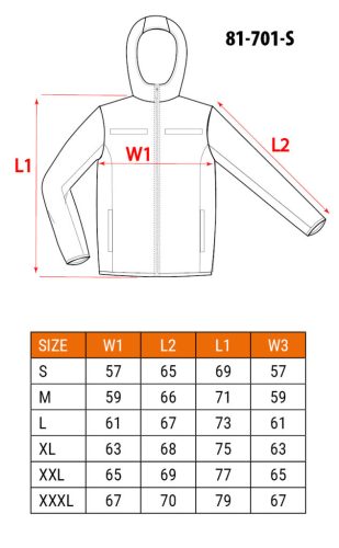 NEO TOOLS Láthatósági Softshell Munkavédelmi kabát, kapucnival, narancssárga, S 81-701-S