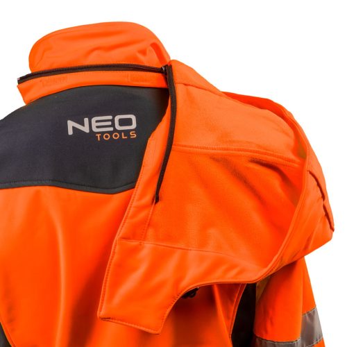 NEO TOOLS Láthatósági Softshell Munkavédelmi kabát, kapucnival, narancssárga, XXL 81-701-XXL