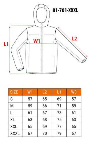 NEO TOOLS Láthatósági Softshell Munkavédelmi kabát, kapucnival, narancssárga, XXXL 81-701-XXXL