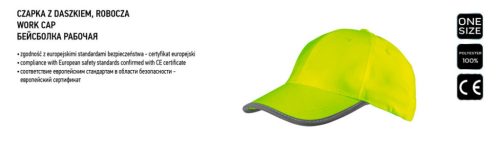 NEO TOOLS Láthatósági baseball munkasapka, citromsárga 81-793