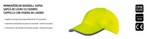 NEO TOOLS Láthatósági baseball munkasapka, citromsárga 81-793