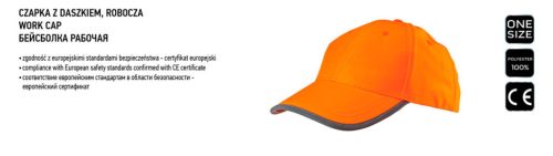NEO TOOLS Láthatósági baseball munkasapka, narancssárga 81-794