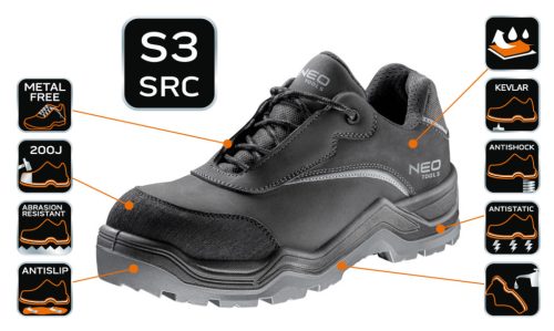 NEO TOOLS Munkacipő S3 SRC, Nubuk bőr, 39, CE 82-150-39