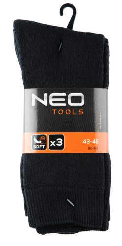 NEO TOOLS Munkavédelmi zokni, 3pár, hosszú, 70% pamut, 30% polyester, 43–46 82-361