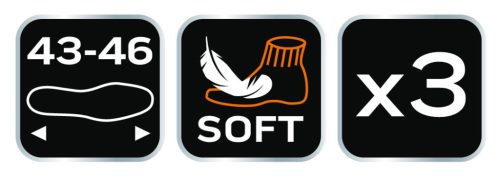 NEO TOOLS Munkavédelmi zokni, 3pár, hosszú, 70% pamut, 30% polyester, 43–46 82-361