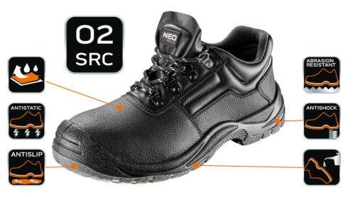 NEO TOOLS Munkavédelmi cipő O2 SRC, bőr, 39, CE 82-760-39
