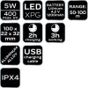 NEO TOOLS Kerékpár fényszóró, 400lm, LED akkus, 5W 91-005