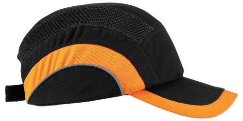 NEO TOOLS Munkavédelmi baseball sapka, merevítettl, fekete és narancssárga, CE 97-592