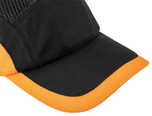 NEO TOOLS Munkavédelmi baseball sapka, merevítettl, fekete és narancssárga, CE 97-592