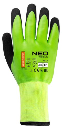 NEO TOOLS Munkakesztyű, AquaWinter, hőszigetelt, vízálló, dupla latex bevonatú poliészter, 11 97-614-11