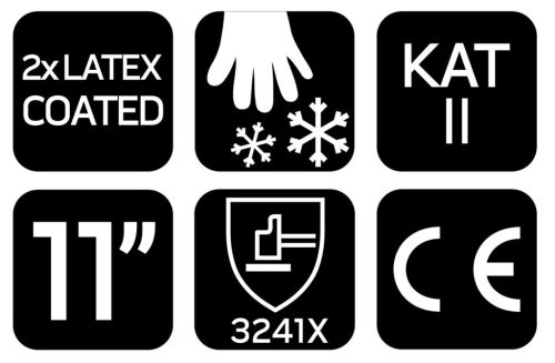 NEO TOOLS Munkakesztyű, AquaWinter, hőszigetelt, vízálló, dupla latex bevonatú poliészter, 11 97-614-11