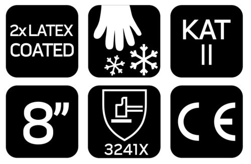 NEO TOOLS Munkakesztyű, AquaWinter, hőszigetelt, vízálló, dupla latex bevonatú poliészter, 8 97-614-8