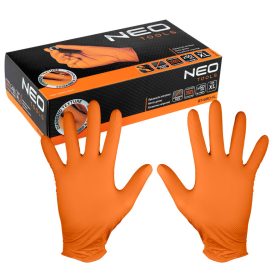   NEO TOOLS Munkakesztyű, perforált nitril, narancssárga, 50db, XL 97-690-XL