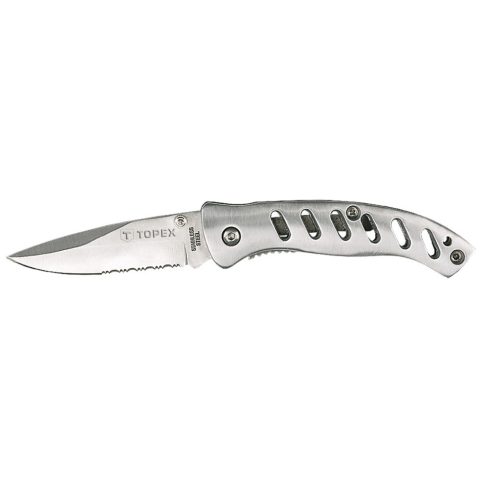 TOPEX Kés, összecsukható kés retesszel, 8cm penge, teljes 185mm 98Z105