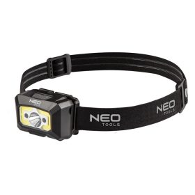   NEO TOOLS Fejlámpa, tölthető, USB, 250 lum, COB LED + mozgásérzékelővel 99-073