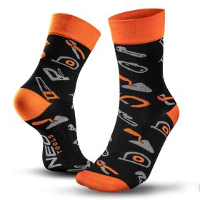   NEO TOOLS Munkazokni, 80% pamut, szerszám mintás 39-42, narancs/fekete GD017