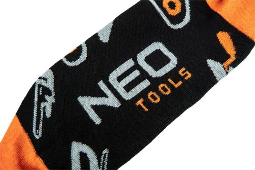 NEO TOOLS Munkazokni, 80% pamut, szerszám mintás 43-46, narancs/fekete GD018