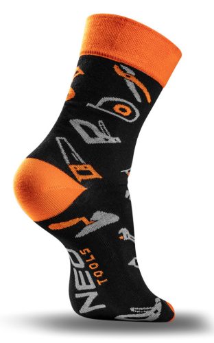 NEO TOOLS Munkazokni, 80% pamut, szerszám mintás 43-46, narancs/fekete GD018