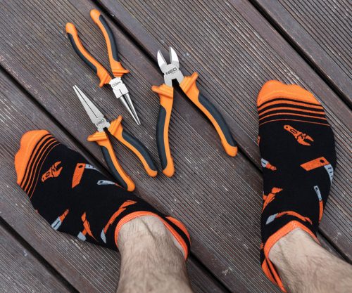 NEO TOOLS Munkazokni, 80% pamut, szerszám mintás 43-46, narancs/fekete, Neo GD031