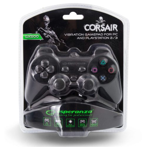 Esperanza Játékvezérlő PS2/PS3/PC USB fekete 