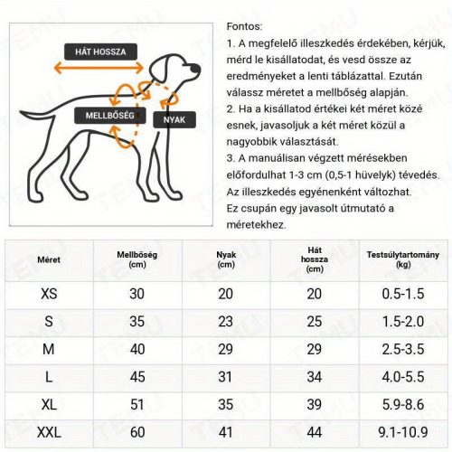 Fényvisszaverő kisállat esőkabát - vízálló és légáteresztő kutyadzseki