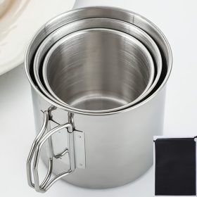   500 ml-es tartós és hordozható  rozsdamentes acél kempingpohár karabinerkapcstal és összecsukható fogantyúval