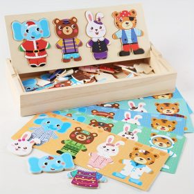   Fa állatos öltöztetős puzzle, logikus gondolkodást fejlesztő játék
