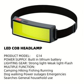   USB-vel Tölthető Ultra-Fényes COB Árnyékoló Fejlámpa Hosszú Akkumulátor Élettartammal