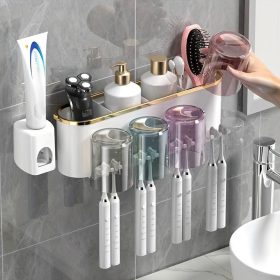   Könnyen felszerelhető falra szerelhető fogkefetartó gargarizáló pohárral