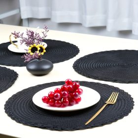   4 darabos fekete csúszásmentes kerek szőtt alátét készlet