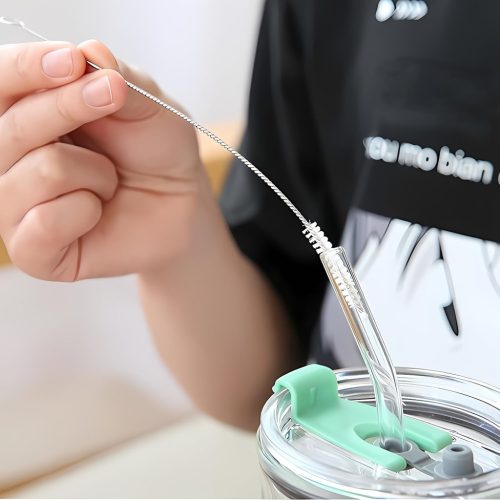 10db rozsdamentes acél nyéllel puha sörtéjű szívószál kefe