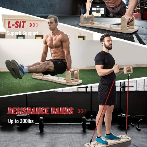 Multifunkcionális fa 2 az 1-ben fekvőtámasz-tartó, Férfi mellkas és hasizom edzőeszköz, otthoni fitneszeszköz sportrajongóknak, fekvőtámasz állvány