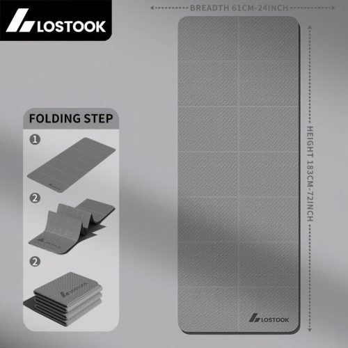 Elveszett Foldable Jóga Szőnyeg, TPE Anyag, Csúszásmentes, Vízálló, Könnyű, Egyszínű, Szürke/Lila/Kék, Jógához, Pilateshez, Fitnesz Edzéshez szürke