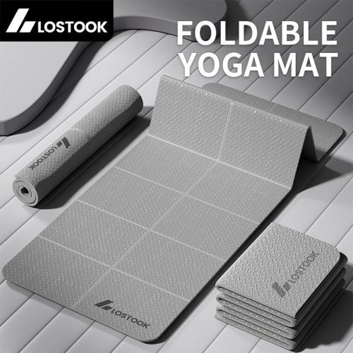Elveszett Foldable Jóga Szőnyeg, TPE Anyag, Csúszásmentes, Vízálló, Könnyű, Egyszínű, Szürke/Lila/Kék, Jógához, Pilateshez, Fitnesz Edzéshez szürke
