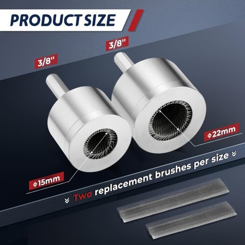 2db réz csőtisztítók, 15mm és 22mm, hatékony vízvezeték tisztítóeszközök fúrásra, fémcső tisztítókészlet elektromos fúróhoz, csőtisztítók vízvezetékhez 15mm+kefe