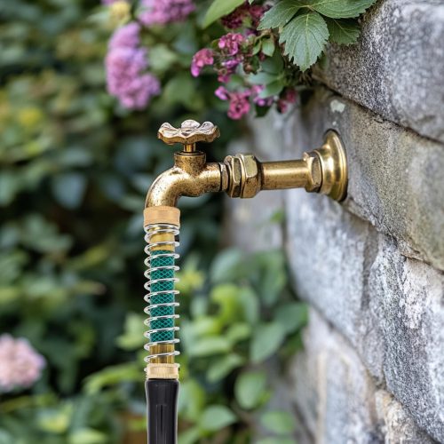 2 db bronz tömlővédő rugós adapter – 3/4" menettel, kültéri kerti használatra