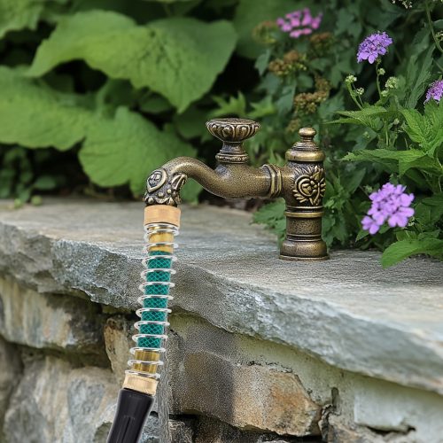 2 db bronz tömlővédő rugós adapter – 3/4" menettel, kültéri kerti használatra