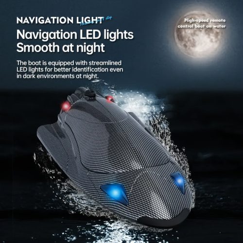 Távirányítós Jet Boat - Nagy sebességű elektromos 40KM/H (24.85 MPH) távirányítós csónak turbó gázturbinás hajtással és LED fényekkel,