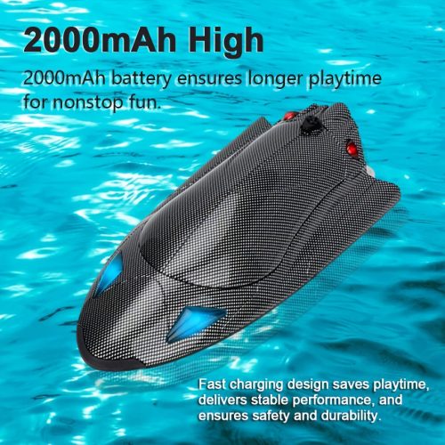 Távirányítós Jet Boat - Nagy sebességű elektromos 40KM/H (24.85 MPH) távirányítós csónak turbó gázturbinás hajtással és LED fényekkel,