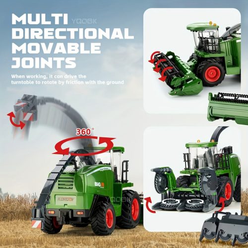 RC Traktor Kombájnnal és Világítással – 1:24 Méretarány, Tartós ABS, Akkumulátoros Traktor Játék