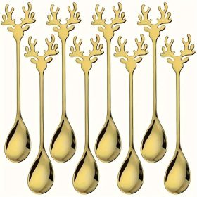   Elegáns rénszarvas agancs rozsdamentes acél kanálkészlet - 8 részes