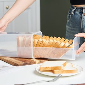  Átlátszó műanyag kenyértartó szeletelővel, légmentesen záródó kenyértároló doboz