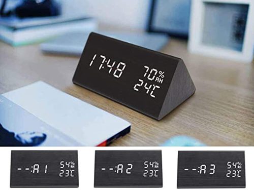 Digitális Ébresztőóra Hőmérséklet- és Páratartalom Mérővel – LCD Kijelzős Asztali Óra