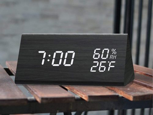 Digitális Ébresztőóra Hőmérséklet- és Páratartalom Mérővel – LCD Kijelzős Asztali Óra