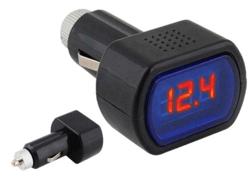 12V feszültségmérő, autós feszültségmérő, digitális voltmérő, autós elektronikai mérőeszköz, autós feszültség kijelző