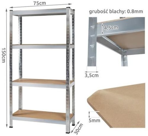 Tároló állvány 150x75x30 - raktározás, szervezés, háztartás, praktikus, polc, szerszámtároló