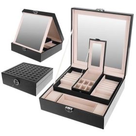   Ékszerdoboz - Fekete Beautylushh, ékszer tároló, ajándék nőknek, sminktartó, divatos ékszeres doboz