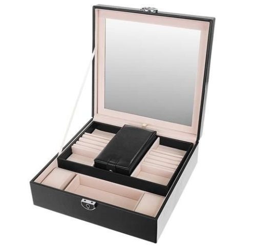 Ékszerdoboz - Fekete Beautylushh, ékszer tároló, ajándék nőknek, sminktartó, divatos ékszeres doboz