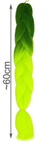 Szintetikus haj ombre zöld / neon fonatok W10344
